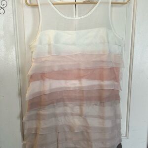 Loft Layered Sheer Sheath Dress Ombré Neutrals Size 8 Petite